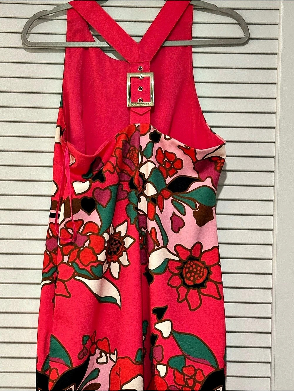 Ted Baker Floral Midi Dress in Pink & Red Size 8 Like New - Picture 2 of 5